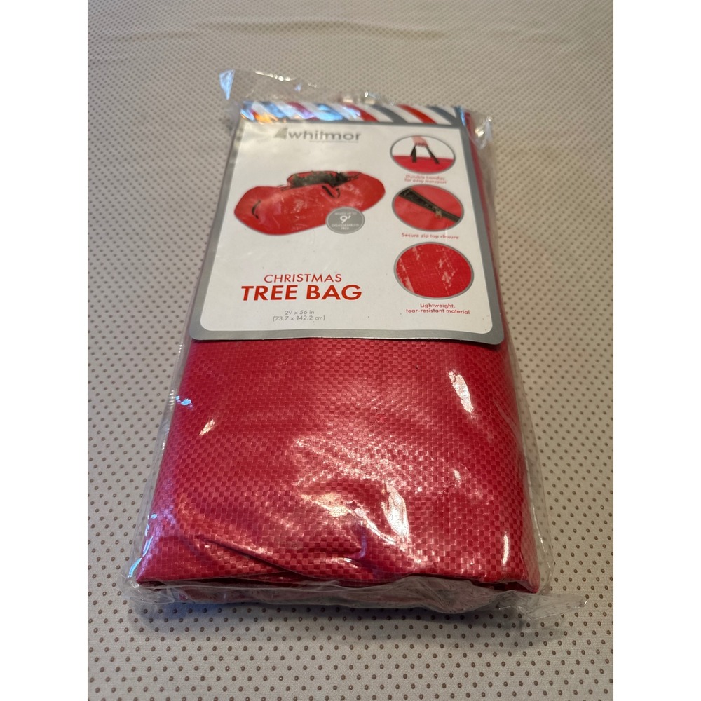 Whitmor Christmas Tree Storage Bag Red 9ft Disassembled Tree Zip Top